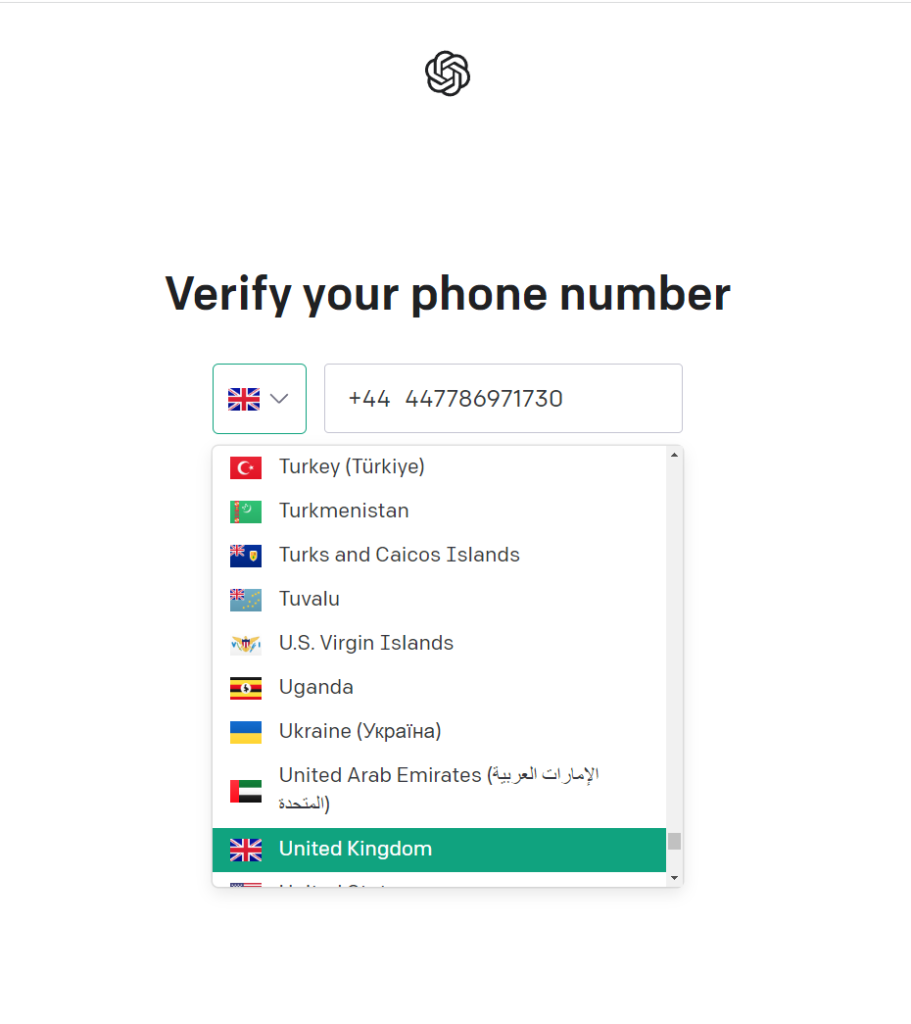 chatgpt sign up phone number